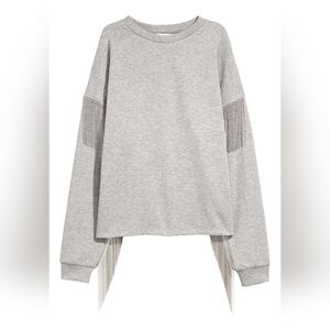 H&M Light Gray Fringe Sweatshirt with ball chains